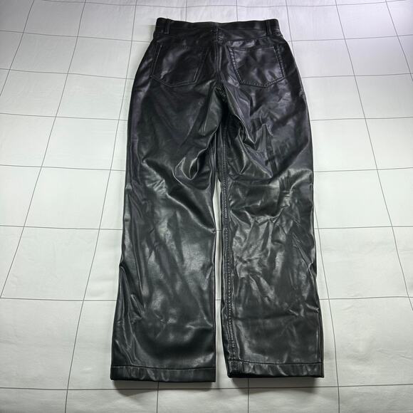 Abercrombie & Fitch Pants Women 29 Short Black Faux Leather Vegan Curve Love 90s - Picture 2 of 11